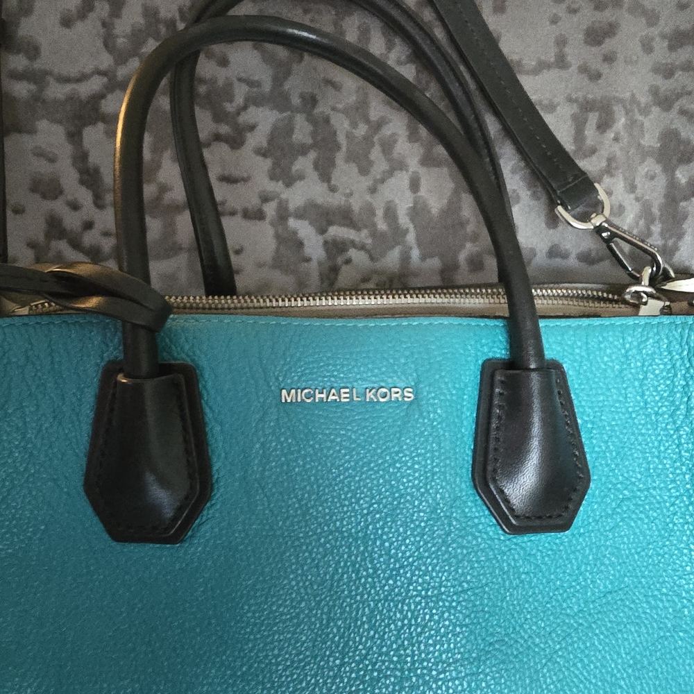 Michael Kors Teal and Black Shoulder Bag